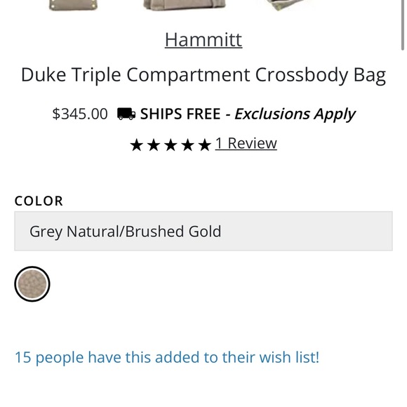 NWT Hammitt Leather Crossbody Bag - Grey Natural / Brushed Gold - Picture 4 of 5